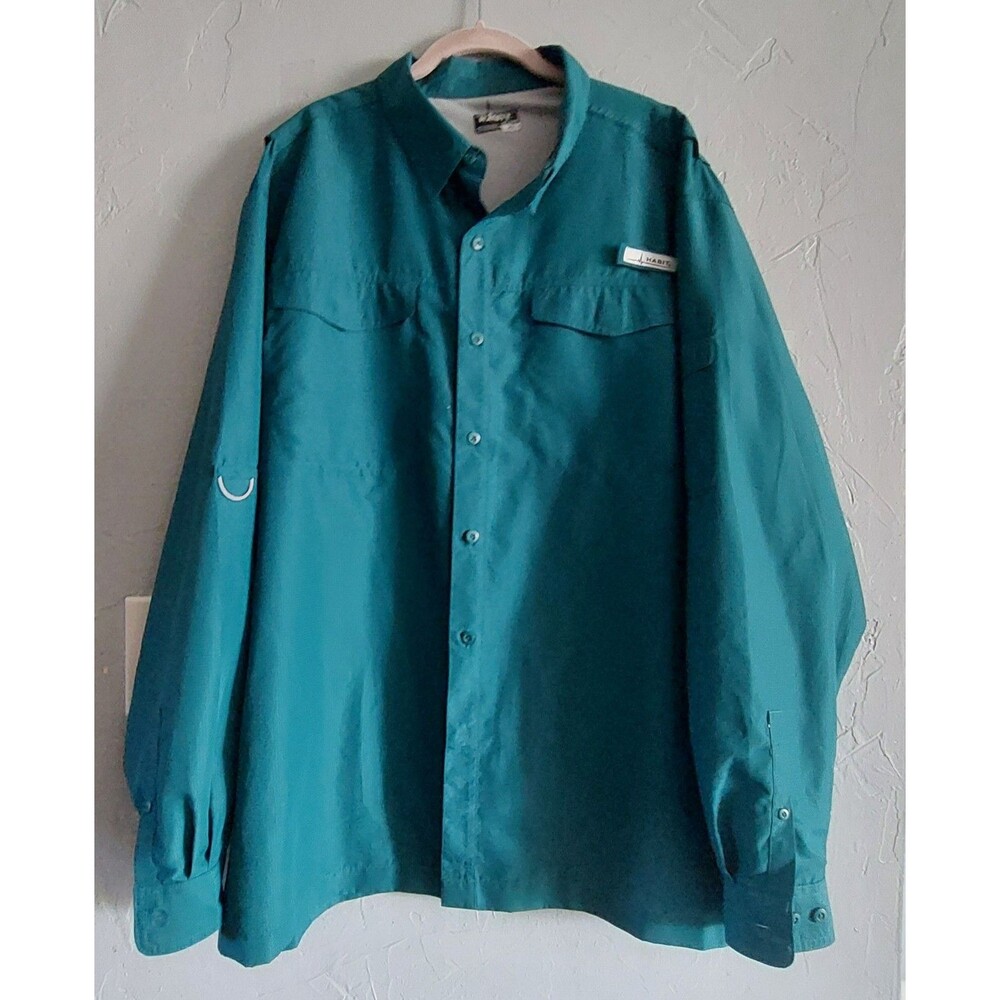 HABIT Solar Factor,Shirt Men 2XL,,Green, Long Sleeve, 26 Inch Of Armp To Armp.